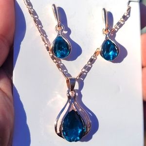 Fashion Jewelry Set - Gold and Blue Green
